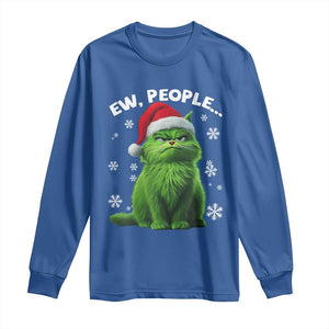 Funny Christmas Cat Long Sleeve Shirt Ew People Xmas Gag Gift TS10 Royal Blue Print Your Wear