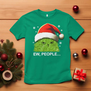 Christmas Cat T Shirt Ew People Meowy Kitten Lovers TS10 Irish Green Print Your Wear