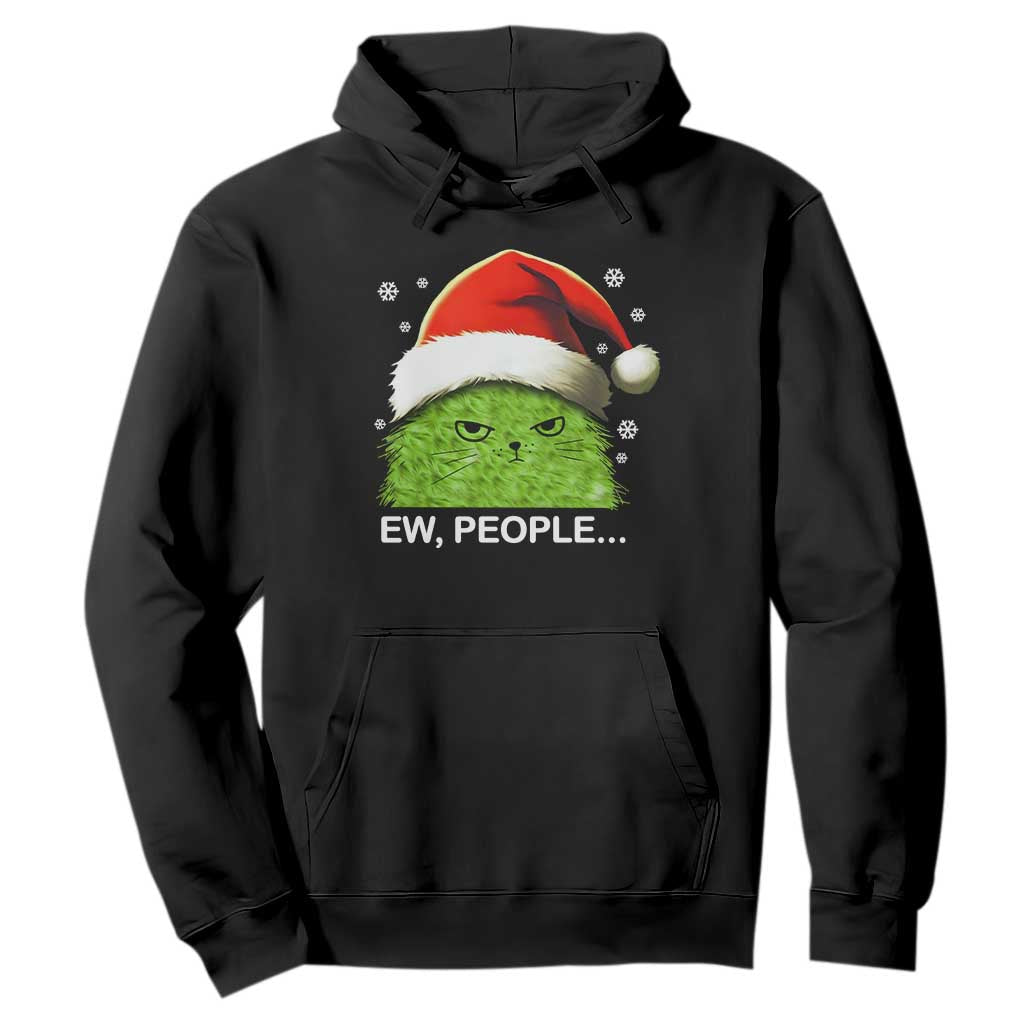 Christmas Cat Hoodie Ew People Meowy Kitten Lovers TS10 Black Print Your Wear