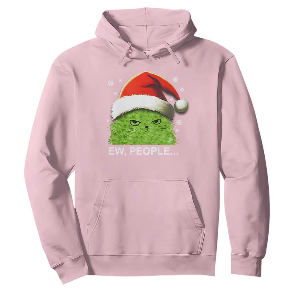 Christmas Cat Hoodie Ew People Meowy Kitten Lovers TS10 Light Pink Print Your Wear