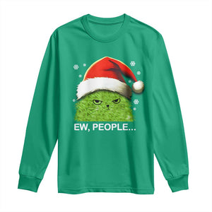 Christmas Cat Long Sleeve Shirt Ew People Meowy Kitten Lovers TS10 Irish Green Print Your Wear