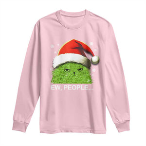 Christmas Cat Long Sleeve Shirt Ew People Meowy Kitten Lovers TS10 Light Pink Print Your Wear