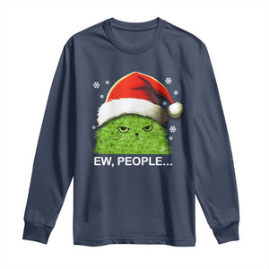 Christmas Cat Long Sleeve Shirt Ew People Meowy Kitten Lovers TS10 Navy Print Your Wear