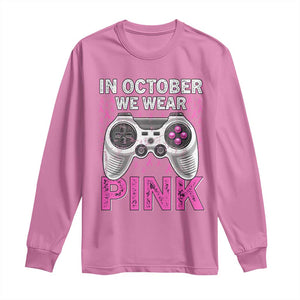 In October We Wear Pink Breast Cancer Awareness Long Sleeve Shirt Pink Ribbon Gaming Kids Boys Youth Video Game TS10 Azalea Print Your Wear