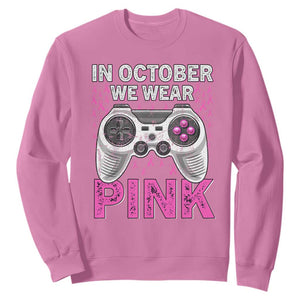 In October We Wear Pink Breast Cancer Awareness Sweatshirt Pink Ribbon Gaming Kids Boys Youth Video Game TS10 Azalea Print Your Wear