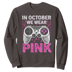 In October We Wear Pink Breast Cancer Awareness Sweatshirt Pink Ribbon Gaming Kids Boys Youth Video Game TS10 Dark Chocolate Print Your Wear