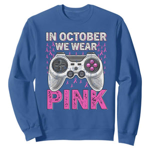 In October We Wear Pink Breast Cancer Awareness Sweatshirt Pink Ribbon Gaming Kids Boys Youth Video Game TS10 Royal Blue Print Your Wear