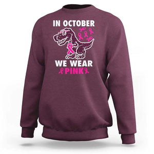 In October We Wear Pink Breast Cancer Awareness Toddler Kids Sweatshirt Pink Ribbon TS10 Maroon Print Your Wear