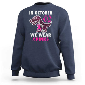 In October We Wear Pink Breast Cancer Awareness Toddler Kids Sweatshirt Pink Ribbon TS10 Navy Print Your Wear