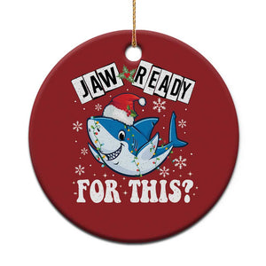 Funny Christmas Ornament Sharkmas Shark Lights Red Santa Hat Jaw Ready For This TS10 Print Your Wear