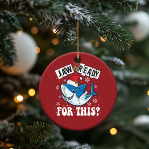 Funny Christmas Ornament Sharkmas Shark Lights Red Santa Hat Jaw Ready For This TS10 Print Your Wear