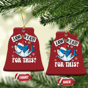 Funny Christmas Ornament Sharkmas Shark Lights Red Santa Hat Jaw Ready For This TS10 Bell Flake Red Print Your Wear