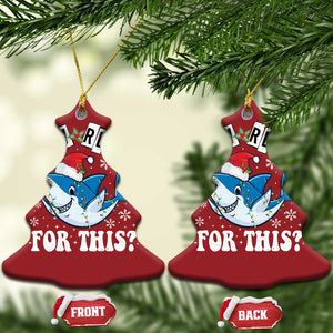 Funny Christmas Ornament Sharkmas Shark Lights Red Santa Hat Jaw Ready For This TS10 Christmas Tree Red Print Your Wear