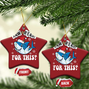 Funny Christmas Ornament Sharkmas Shark Lights Red Santa Hat Jaw Ready For This TS10 Star Red Print Your Wear