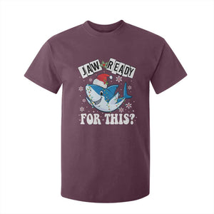 Funny Christmas T Shirt For Kid Sharkmas Shark Lights Red Santa Hat Jaw Ready For This TS10 Maroon Print Your Wear