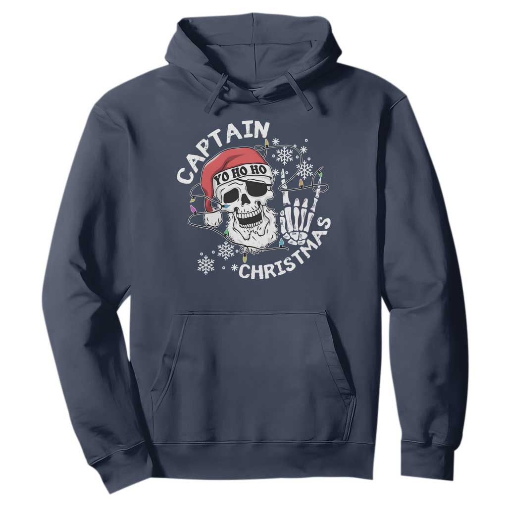 Pirate Christmas Hoodie Skull Skeleton Lights Pirates Caribbean Cruise TS10 Navy Print Your Wear
