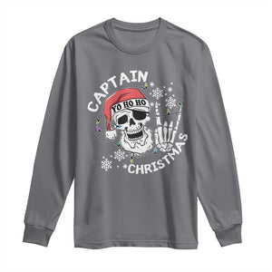 Pirate Christmas Long Sleeve Shirt Skull Skeleton Lights Pirates Caribbean Cruise TS10 Charcoal Print Your Wear