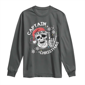 Pirate Christmas Long Sleeve Shirt Skull Skeleton Lights Pirates Caribbean Cruise TS10 Dark Heather Print Your Wear