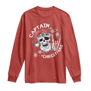 Pirate Christmas Long Sleeve Shirt Skull Skeleton Lights Pirates Caribbean Cruise TS10 Red Print Your Wear