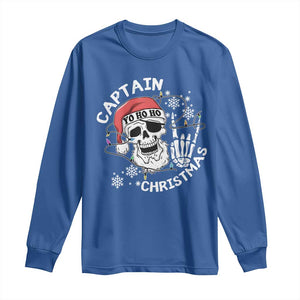 Pirate Christmas Long Sleeve Shirt Skull Skeleton Lights Pirates Caribbean Cruise TS10 Royal Blue Print Your Wear