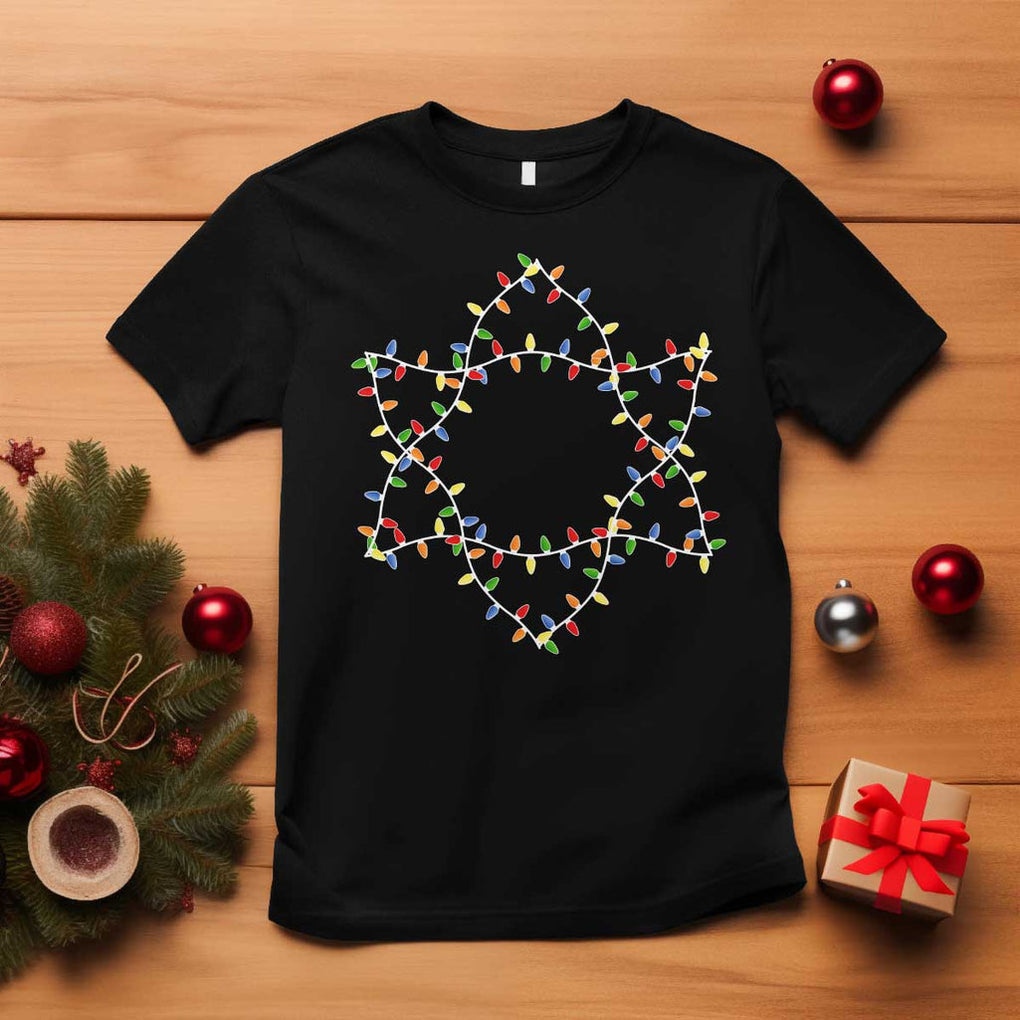 Christmas Religious Happy Chrismukkah T Shirt Lights Star of David TS10 Black Print Your Wear