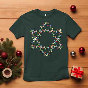 Christmas Religious Happy Chrismukkah T Shirt Lights Star of David TS10 Dark Forest Green Print Your Wear