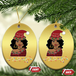 Black Santa African American Xmas Christmas Ornament Sassy Afro Queen Black Woman TS10 Oval Gold Print Your Wear