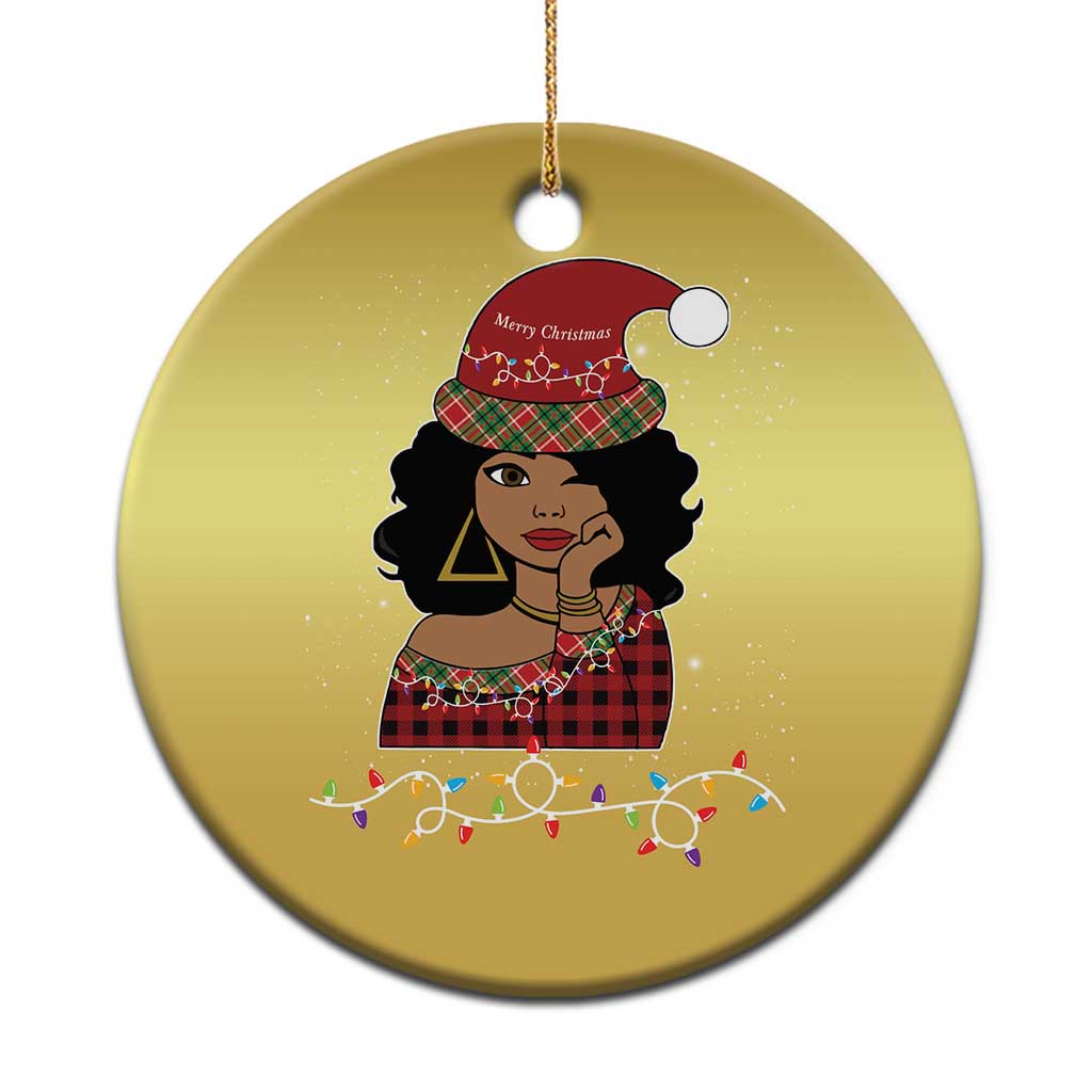 Black Santa African American Xmas Christmas Ornament Sassy Afro Queen Black Woman TS10 Print Your Wear