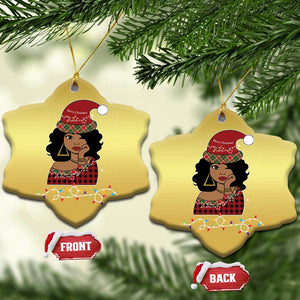 Black Santa African American Xmas Christmas Ornament Sassy Afro Queen Black Woman TS10 Snow Flake Gold Print Your Wear