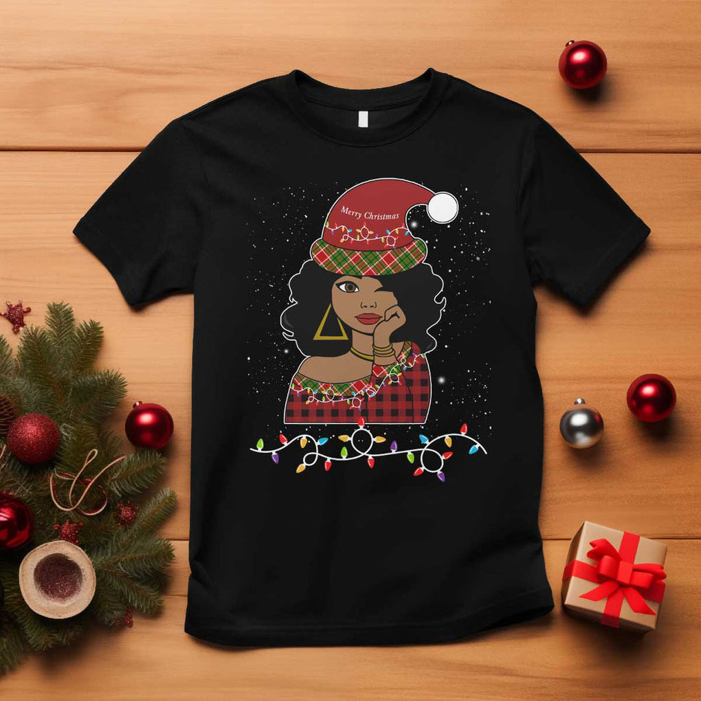 Black Santa African American Christmas T Shirt Sassy Afro Queen Black Woman TS10 Black Print Your Wear