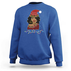 Black Santa African American Christmas Sweatshirt Sassy Afro Queen Black Woman TS10 Royal Blue Print Your Wear