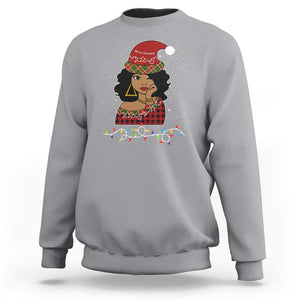 Black Santa African American Christmas Sweatshirt Sassy Afro Queen Black Woman TS10 Sport Gray Print Your Wear