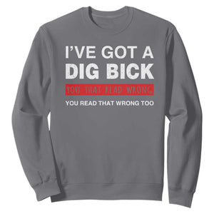 Funny Naughty Adult Humor Sweatshirt I've Got A Dig Bick You That Read Wrong You Read That Wrong Too TS10 Charcoal Print Your Wear