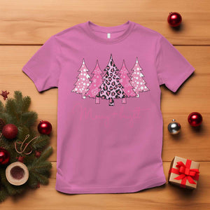 Pink Christmas T Shirt Leopard Print Trees TS10 Azalea Print Your Wear