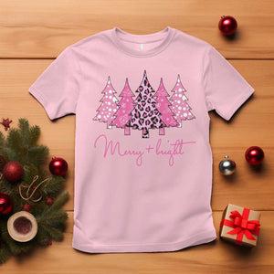 Pink Christmas T Shirt Leopard Print Trees TS10 Light Pink Print Your Wear