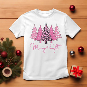 Pink Christmas T Shirt Leopard Print Trees TS10 White Print Your Wear