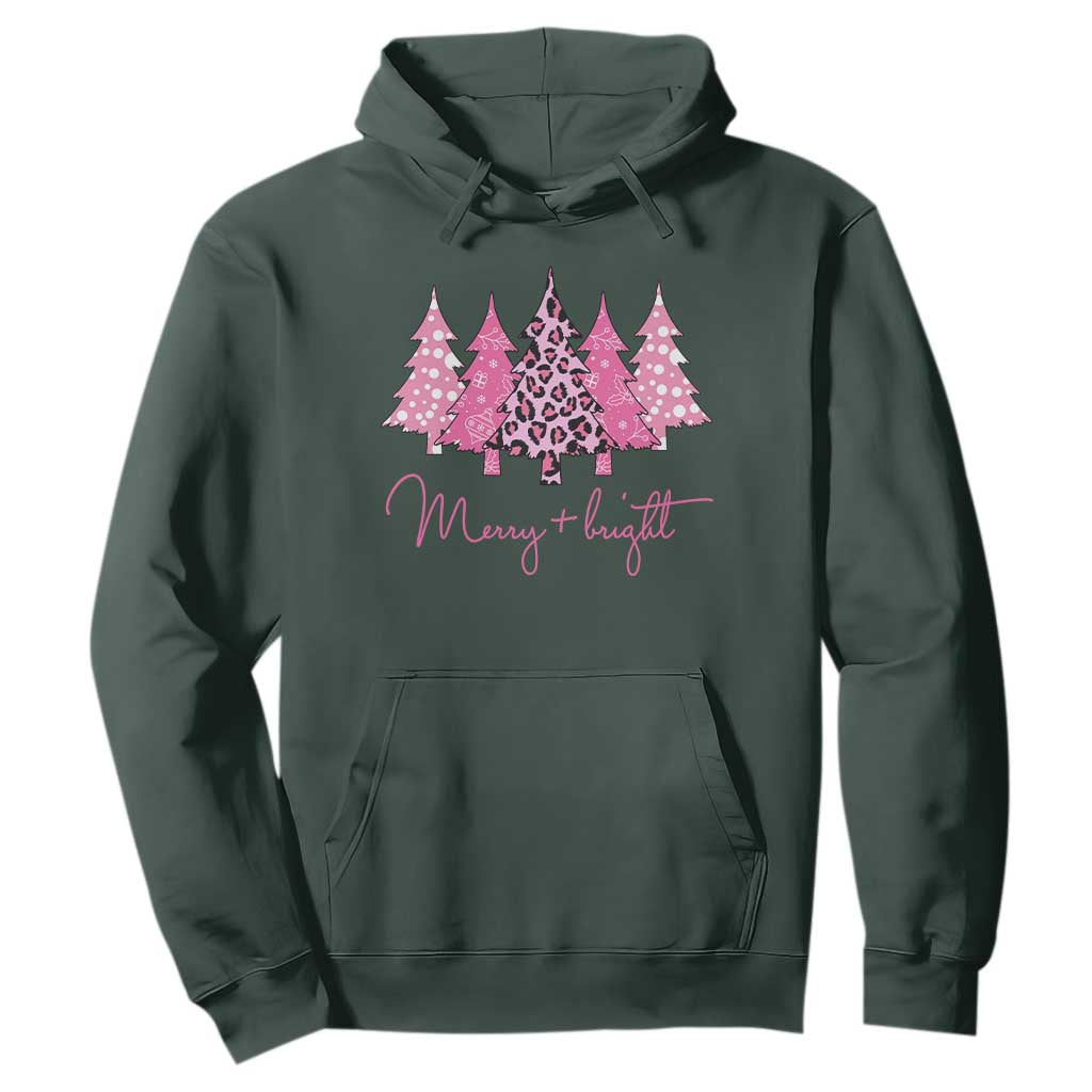 Pink Christmas Hoodie Leopard Print Trees TS10 Dark Forest Green Print Your Wear