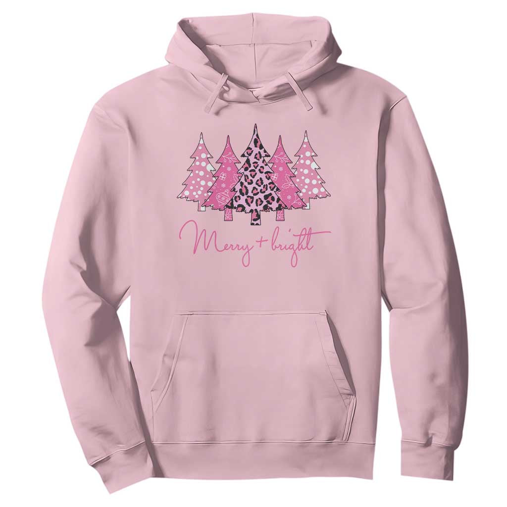 Pink Christmas Hoodie Leopard Print Trees TS10 Light Pink Print Your Wear