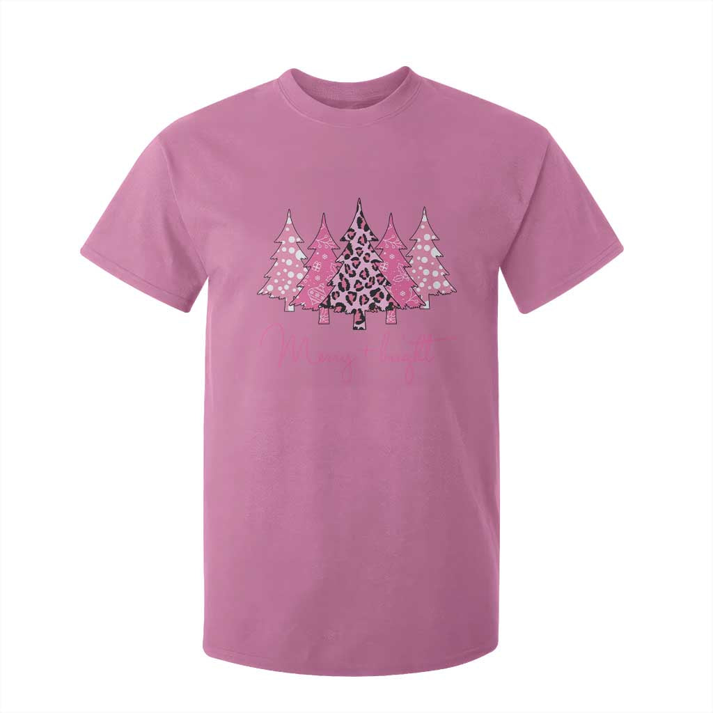 Pink Christmas T Shirt For Kid Leopard Print Trees TS10 Azalea Print Your Wear