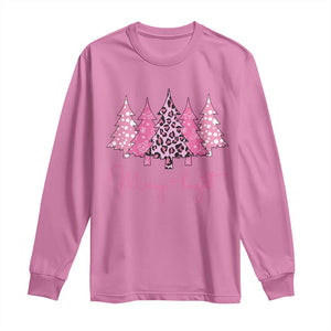 Pink Christmas Long Sleeve Shirt Leopard Print Trees TS10 Azalea Print Your Wear