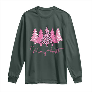 Pink Christmas Long Sleeve Shirt Leopard Print Trees TS10 Dark Forest Green Print Your Wear