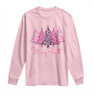 Pink Christmas Long Sleeve Shirt Leopard Print Trees TS10 Light Pink Print Your Wear