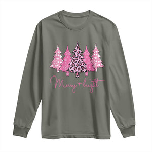 Pink Christmas Long Sleeve Shirt Leopard Print Trees TS10 Military Green Print Your Wear