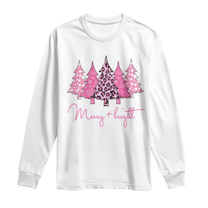 Pink Christmas Long Sleeve Shirt Leopard Print Trees TS10 White Print Your Wear