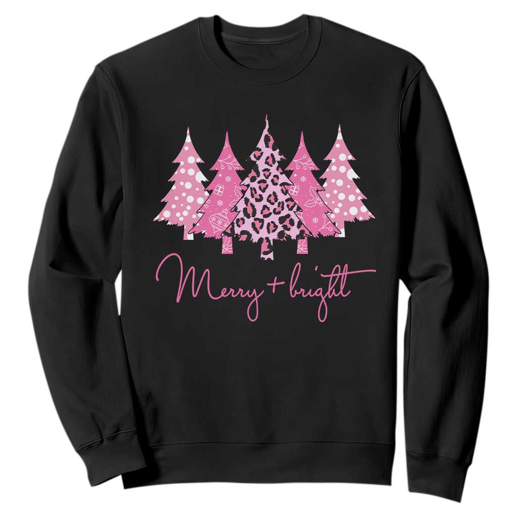 Pink Christmas Sweatshirt Leopard Print Trees TS10 Black Print Your Wear