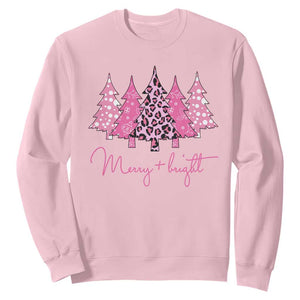 Pink Christmas Sweatshirt Leopard Print Trees TS10 Light Pink Print Your Wear