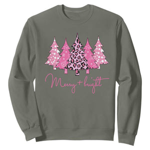 Pink Christmas Sweatshirt Leopard Print Trees TS10 Military Green Print Your Wear