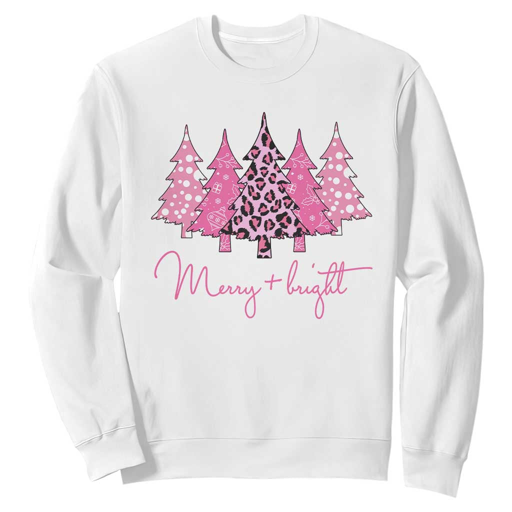 Pink Christmas Sweatshirt Leopard Print Trees TS10 White Print Your Wear