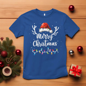 Merry Christmas T Shirt Lights Red Santa Hat Xmas Family Matching TS10 Royal Blue Print Your Wear