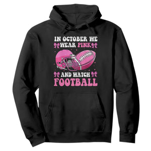 Football Breast Cancer Awareness Hoodie Coquette Football In October We Wear Pink Ghost Halloween Pink Ribbon TS10 Black Print Your Wear